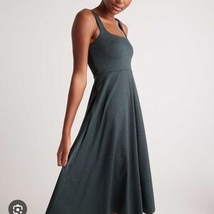 NWT Quince Flowknit Breeze Fit & Flare Dress Heather Green Small Butter Soft